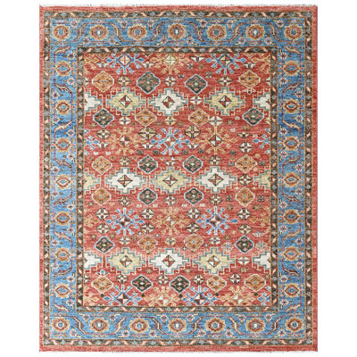 Tapis transitionnel en laine noué à la main multicolore Oushak