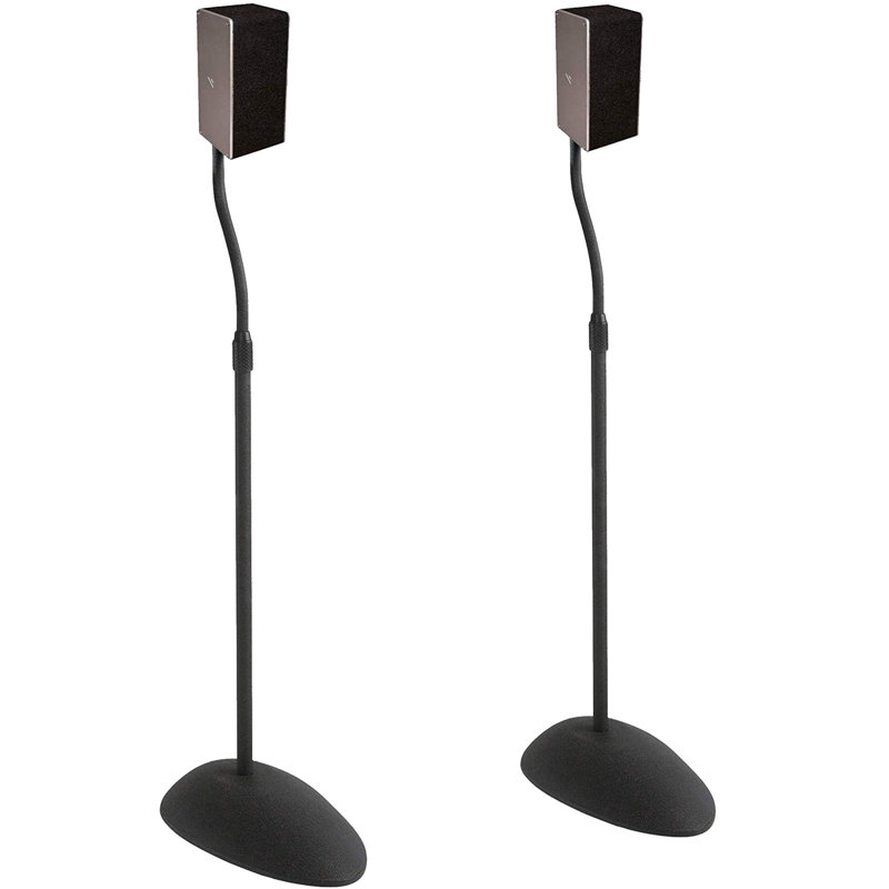 Speaker Stands Pair - Adjustable Height Speaker Stand With Universal Compatibility -- Includes Built-In Cable Management - Great For Surround Sound Setups