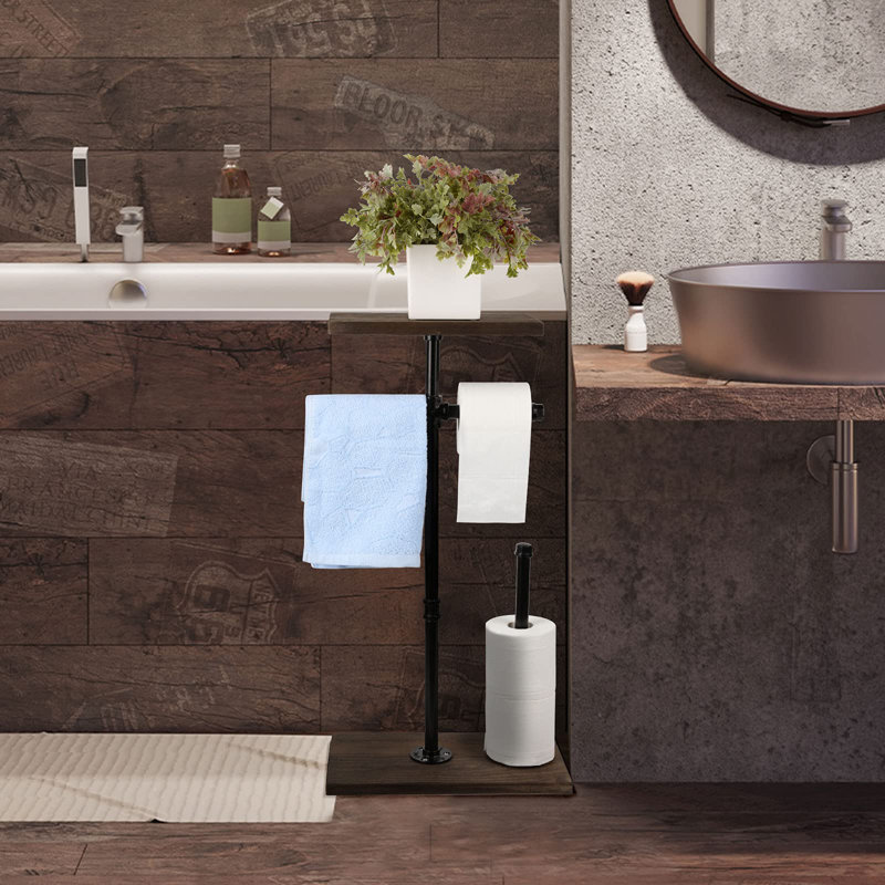 Porte-papier hygiénique sur pied, Brun foncé