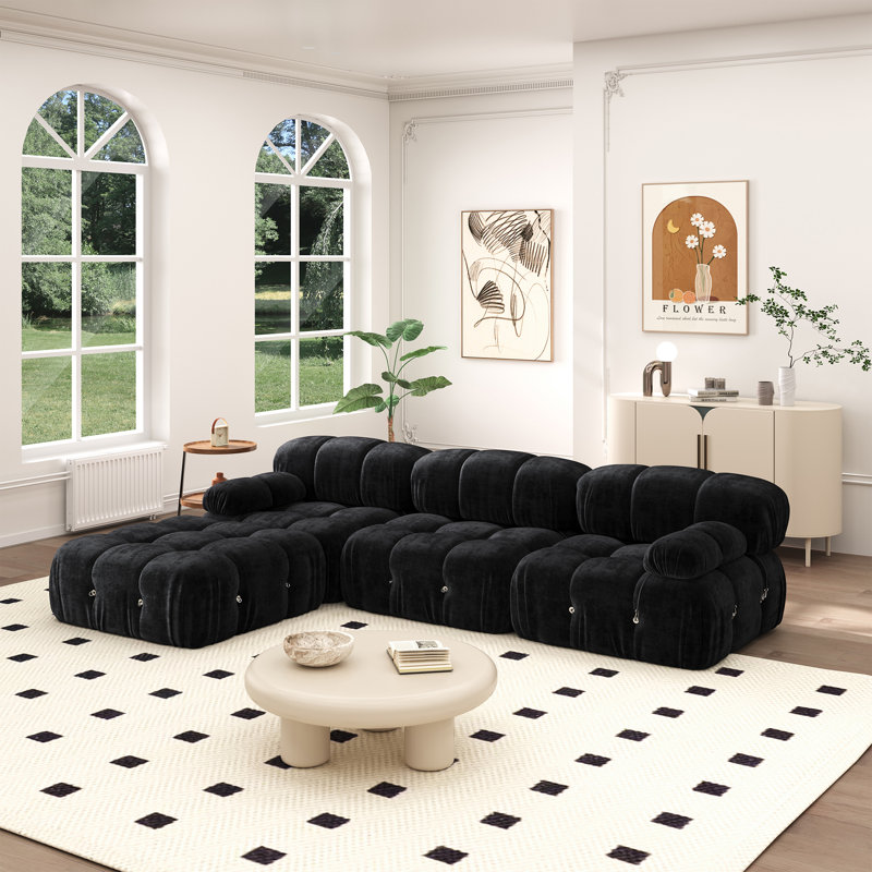 Canapé modulaire rembourré Quala, Noir
