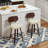 Set Of 2 26" Swivel Counter Height Bar Stools – Beige Faux Leather Upholstered, Walnut Bentwood Back & Legs, Mid-century Modern Island Chairs For Kitchen Counter/bar