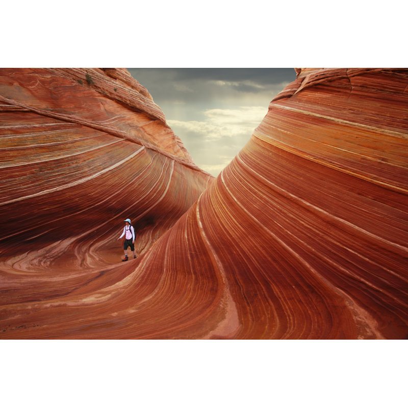 The Wave At North Coyote Buttes With Hiker by Thecrimsonmonkey - Wrapped Canvas Print, 81cm H x 122cm W