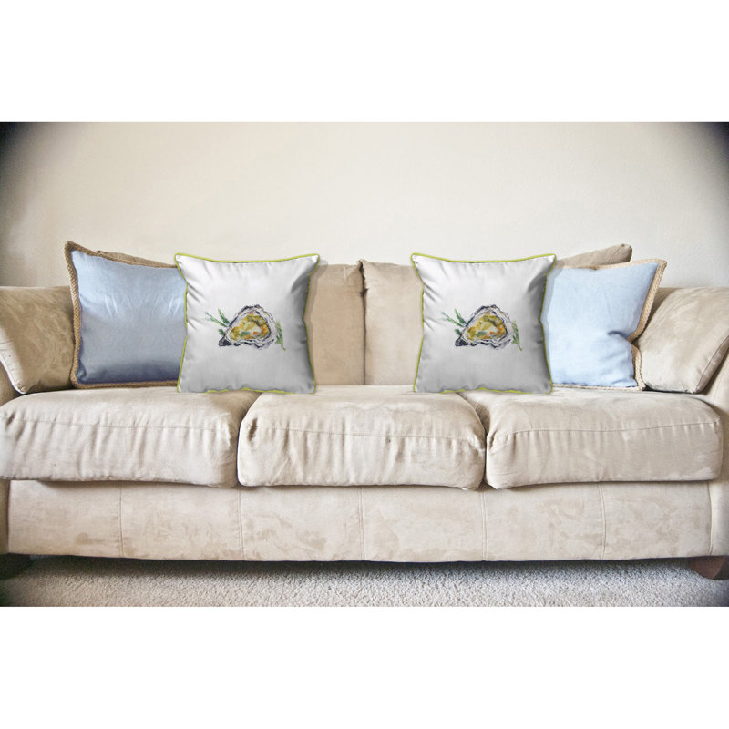 Oyster Outdoor Throw Pillow, White, Large