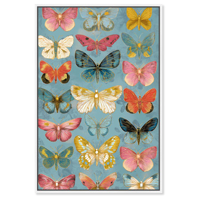 Dreamy Butterflies II Canvas Print Vintage Room Decor by Art Remedy, White Frame, 20 x 30