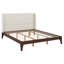 Lit plateforme moderne en bois avec tête de lit tapissier haute-637519499