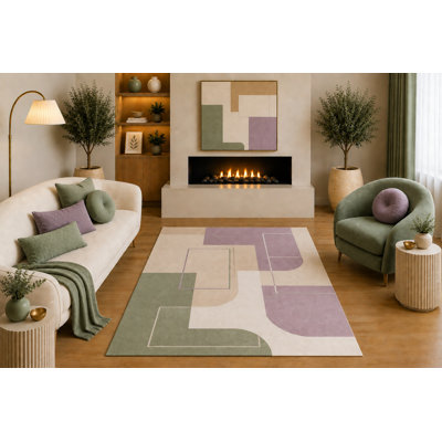 Tapis à motif géométrique à motif de treillis bleu marine, beige et gris à motif géométrique moderne de 5 pi x 7 pi pour salle de séjour, salle à manger, bureau, envers en silicone antidérapant