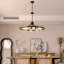 Lustre - luminaire suspendu de style ferme de style industriel de 32 po à 8 lumières avec matériau en métal et finition en bois, avec fonction de chaîne réglable