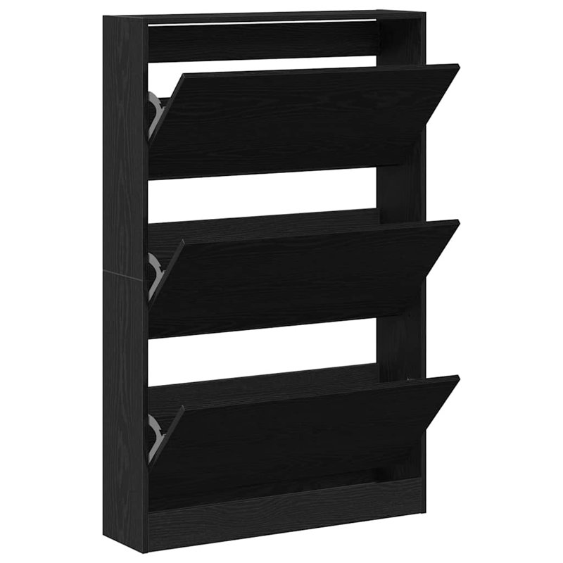 Shoe Cabinet 80 X 21 X 125.5 Cm Engineered Wood, Black Oak
