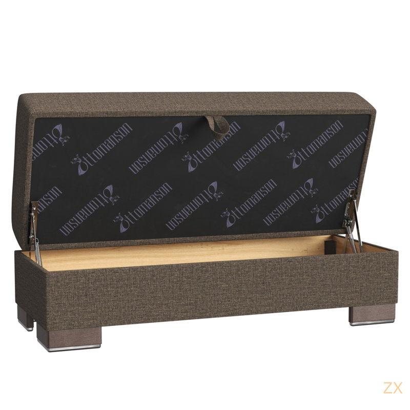 Repose-pieds avec rangement en polyester Primenest Skyhaven Collection, Brun