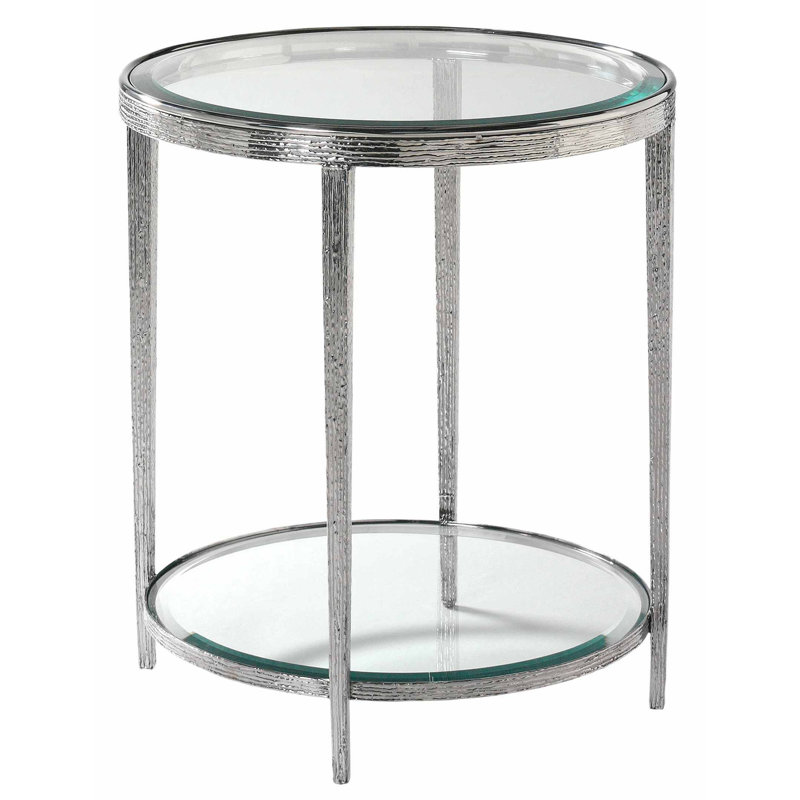 Jinx Glass End Table, Nickel