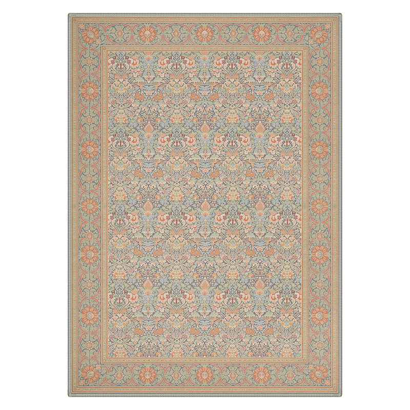 Tapis d'intérieur vintage sauge lavable à la machine Vireo avec envers antidérapant, Rectangulaire 8 pi x 10 pi