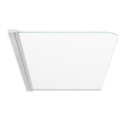 Bathtub Shower Door 27.5" W x 55" H Frameless Pivot Tub Door, 1/4" Clear Tempered Glass, 180° Folding, Easy-Clean Nano Coating, Adjustable Sealing Strip, Silver, Designed for Home Bathroom Tub