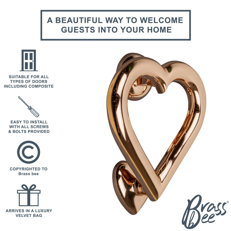 Black Heart Door Knocker, Rose Gold