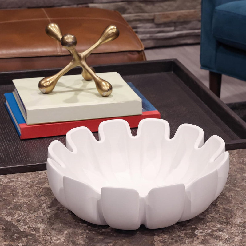 Ceramic Decorative Bowl, White
