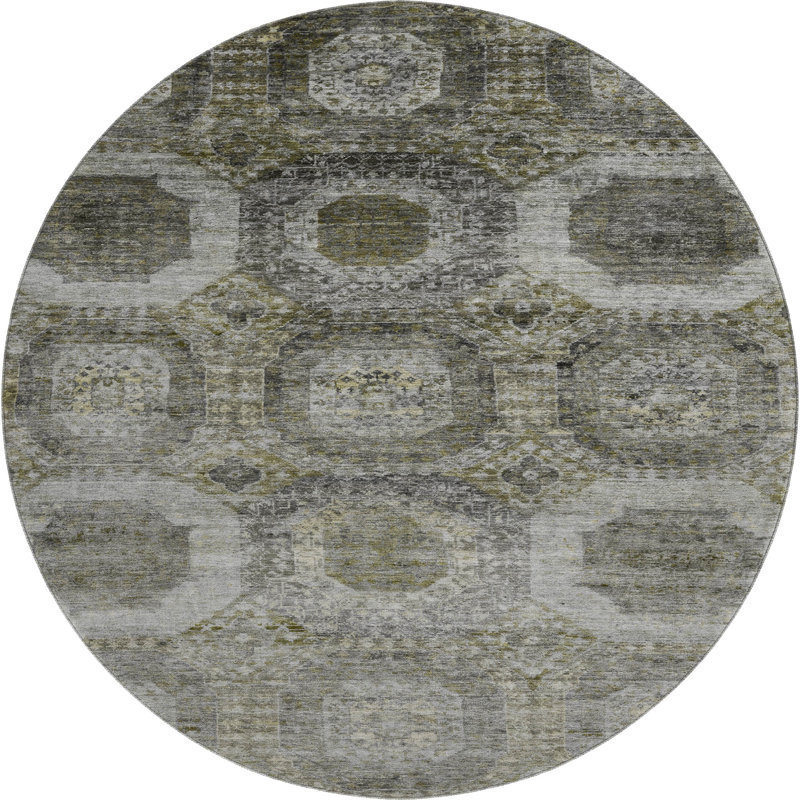 Premium Machine Washable Ralston AMF1944 Panels Rug, Round 8'