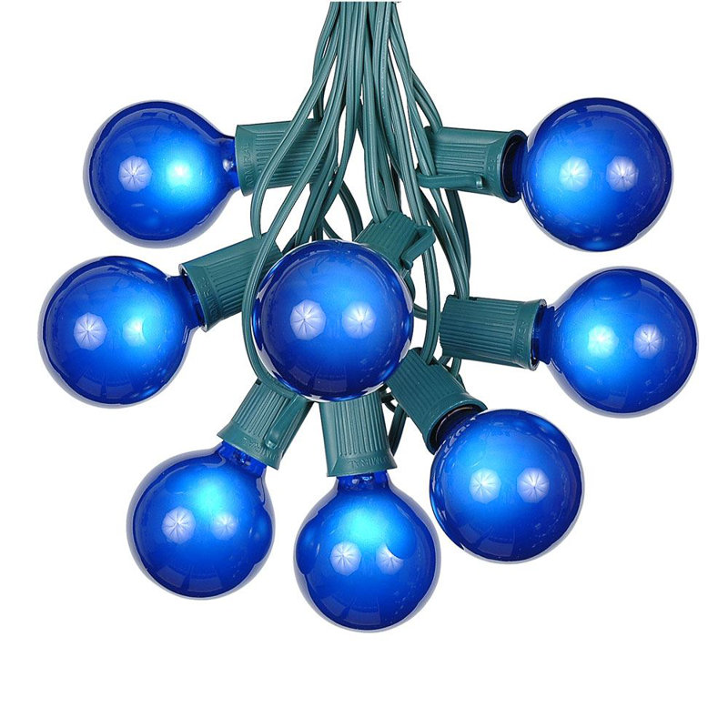 Guirlande de 25 lumières sphériques d'extérieur 25 pi, Vert, Bleu