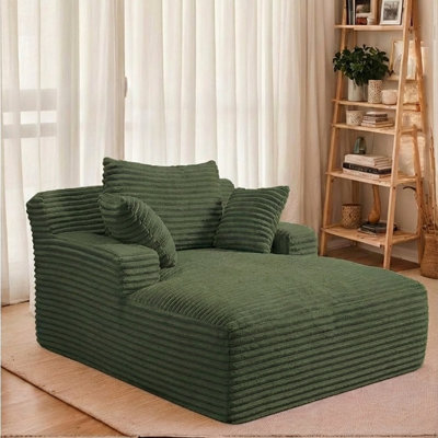 Méridienne intérieure en velours côtelé de 66 po avec coussins décoratifs Boneless de Boneless