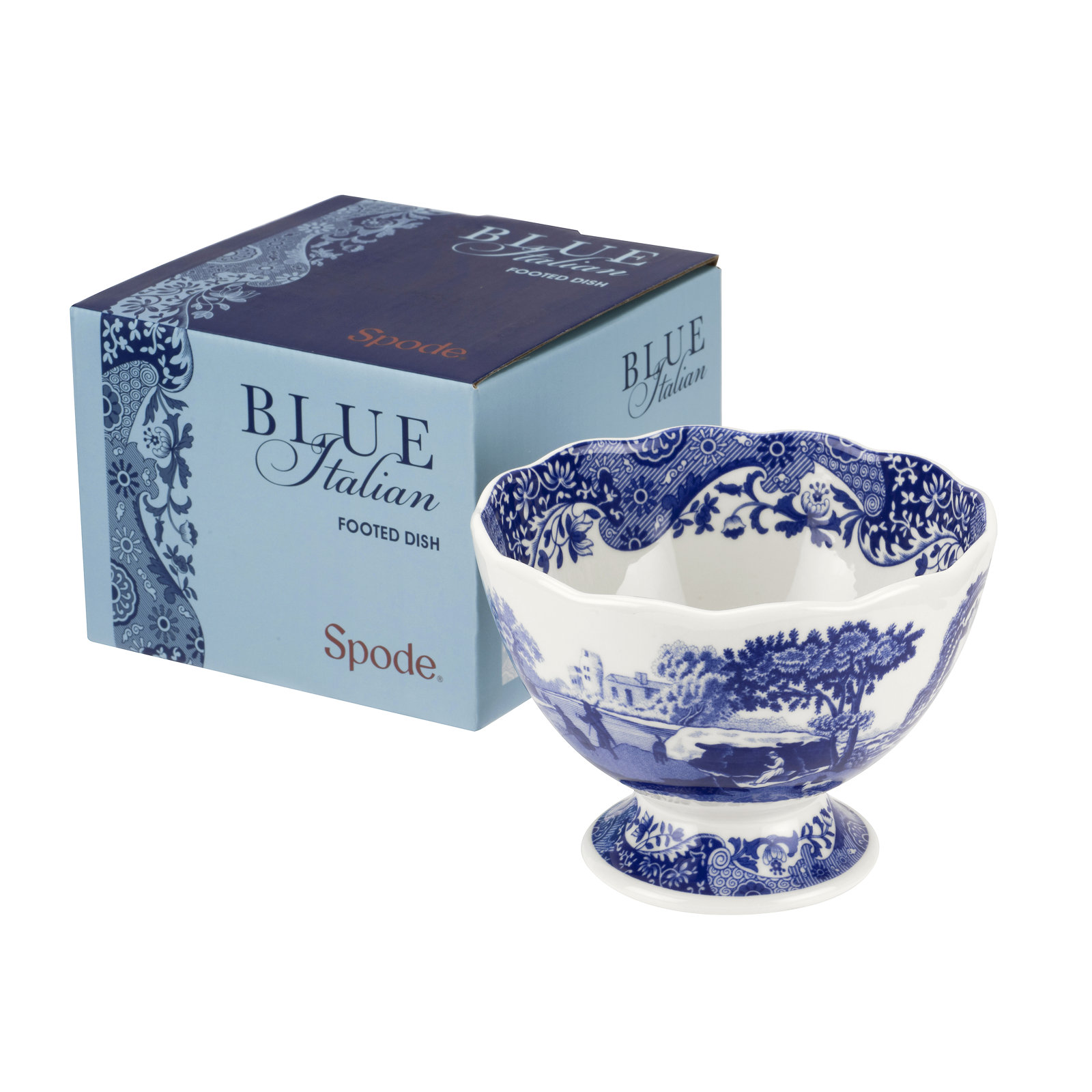 Blue Italian Footed Salad Bowl