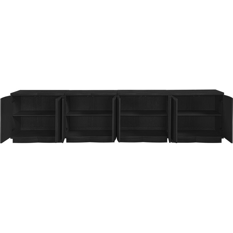 Buffet / placage en chêne Aveline, H 32 po x l 126 po x P 18 po, Noir