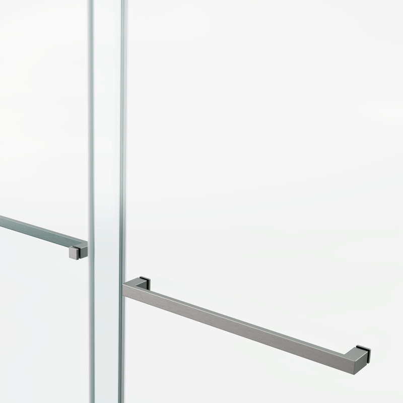 Frameless Double Sliding Shower Door, Brushed Nickel