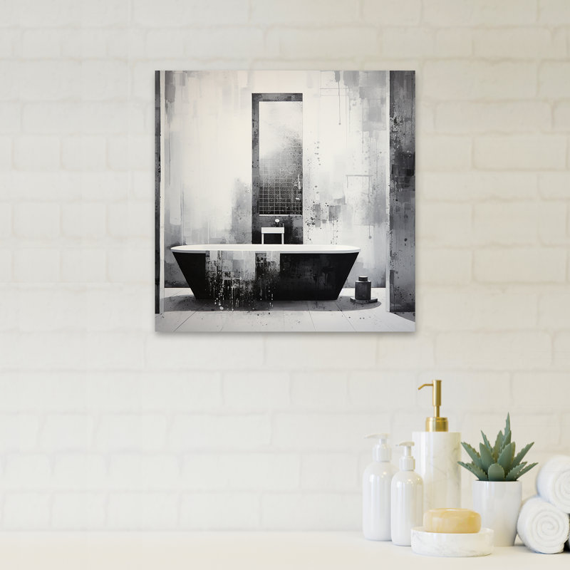 «Bathroom Minimalist Elegance I» - Art mural de salle de bain, H 20 po x l 12 po x P 1 po