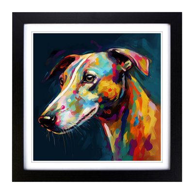 Greyhound Dog Abstract No.3 - Single Picture Frame Print on Wood
