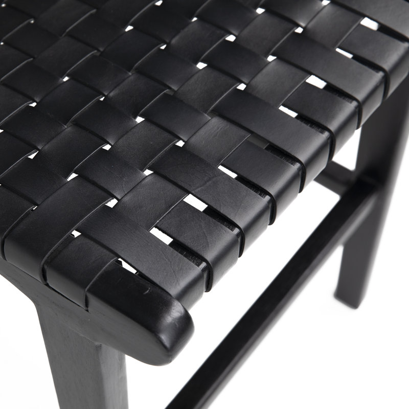 Tabouret de comptoir 23 po Valeria, Cuir noir / cadre noir antique