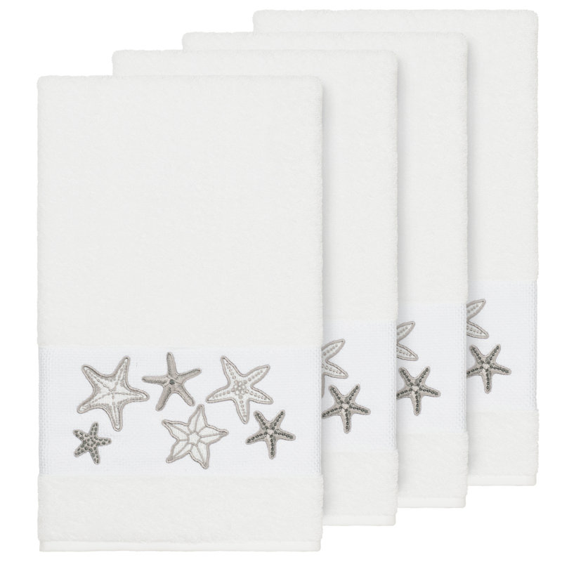 Ensemble de serviettes de bain en coton turc 4 pièces Lydia, Blanc