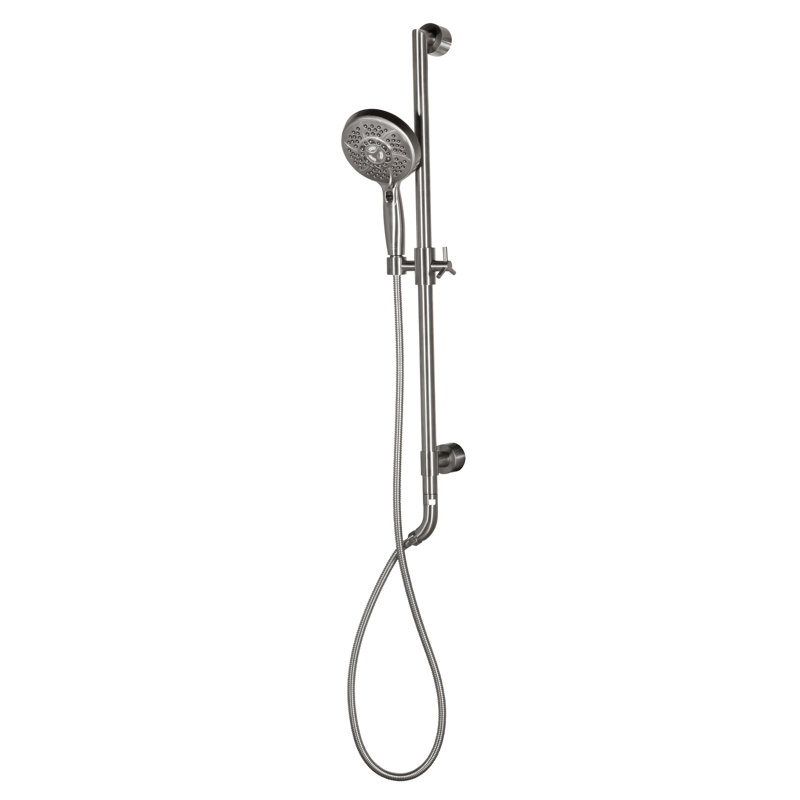 AquaBar 5.5-in Shower System with Integrated Slide Bar and Multi-function Handshower , Brushed Nickel