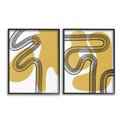 «Wavy Lines Over Shapes» par Cat Thurman Designs 2, pièces sur toile