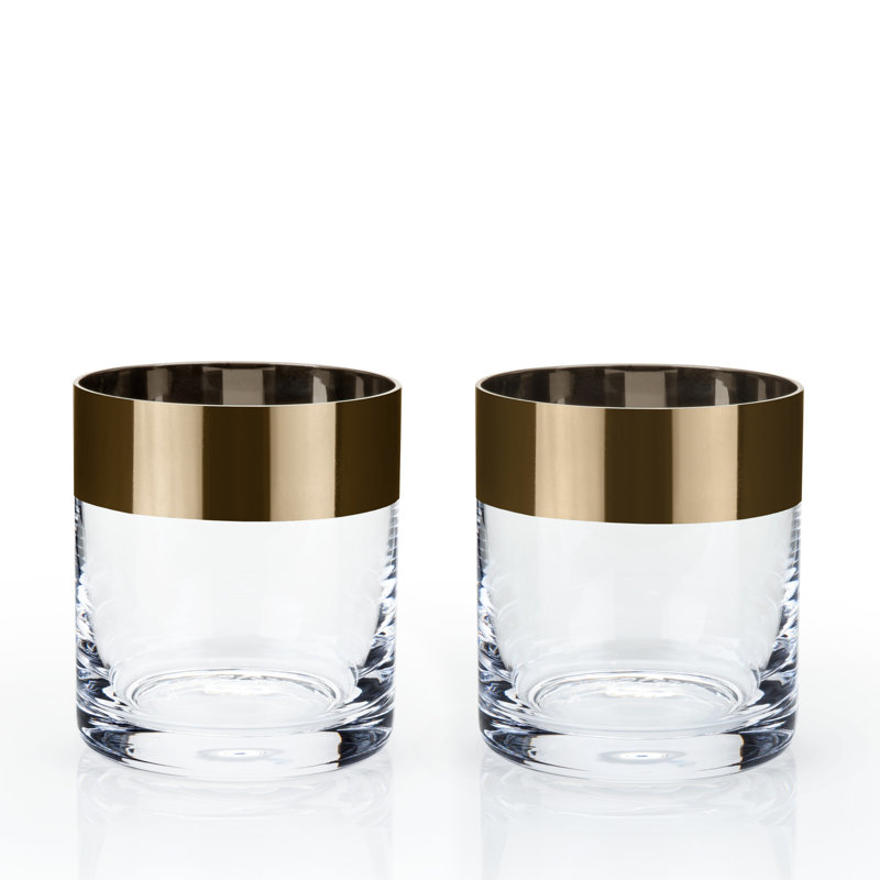 Irving Bronze-Rimmed Crystal Tumblers