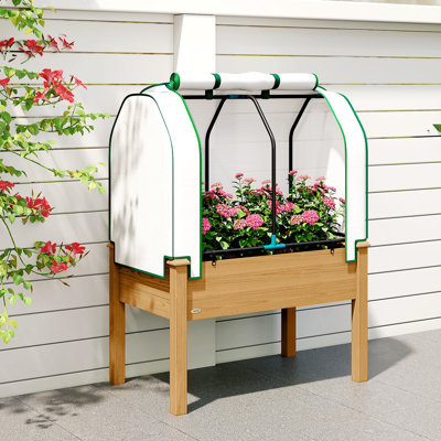 Jardinière surélevée avec couvercle en PE pour jardinière pour plantes et légumes, 35 x 22 x 47 pouces, sable