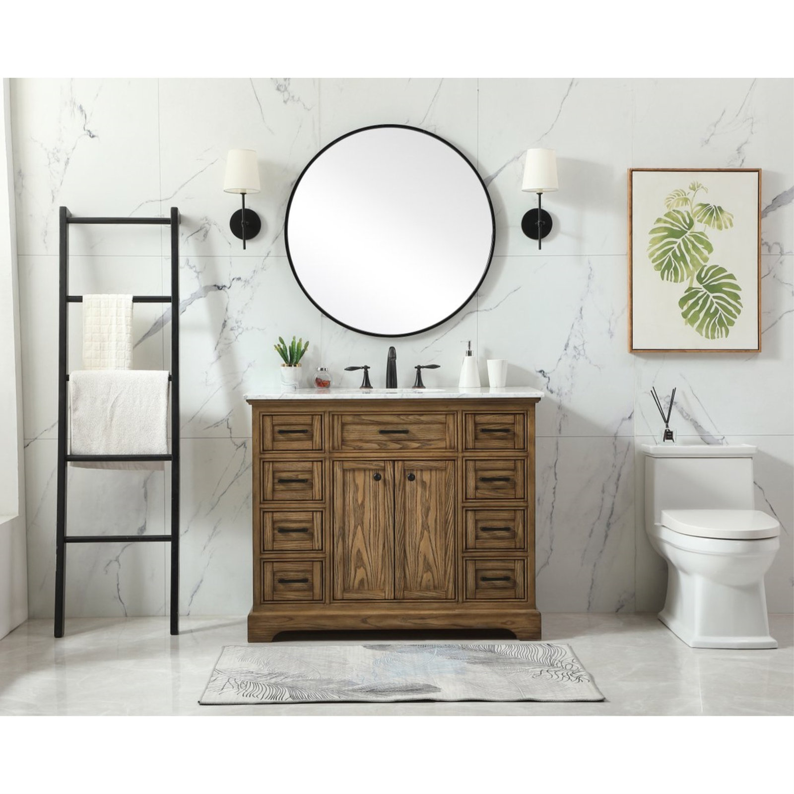 Hermes 42" Single Bathroom Vanity Set, Dark Brown