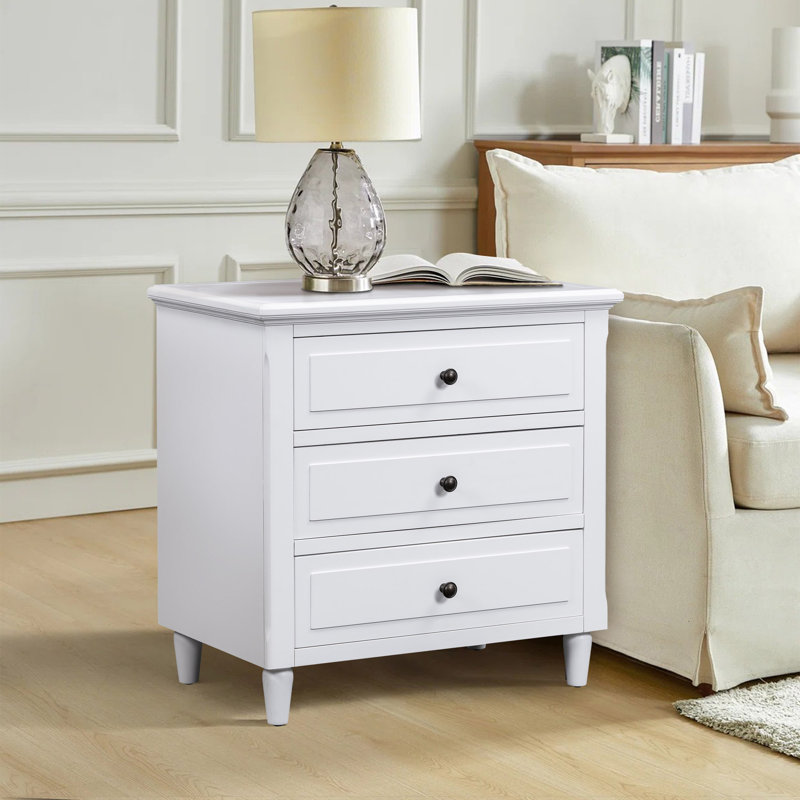 Albers Traditional 3 - Drawer Nightstand, White