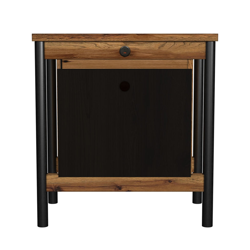 Mahoney 2-Drawer Rubberwood Nightstand, Hickory