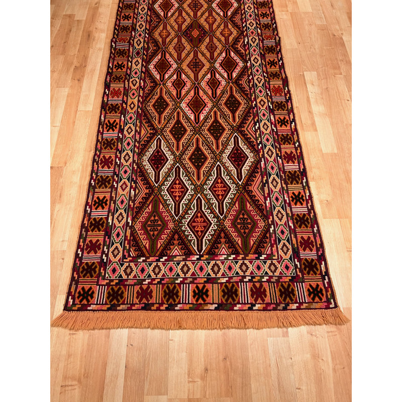 One-of-a-Kind Aljona Hand-Knotted New Age Wool Area Rug in Red/Yellow/White