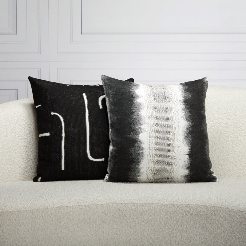 Instinct Square Indoor/Outdoor Pillow Cover & Insert, Ebony, 2 Piece Set, Rectangular 12" H x 20" W