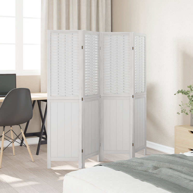 Farnum Solid Wood Accent Room Divider, 160cm H x 145cm W, White