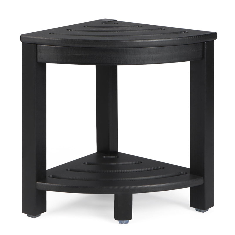 HDPE Corner Shower Stool,Shower Bench Seat With Storage Shelf For Shaving Legs Plastic Spa Bath Step Foot Rest For Bathroom Small Place (Black)
