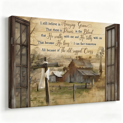 Rustic Farmhouse Amazing Grace Faith Wall Decor Canvas Graphic Art