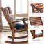 Ensemble de 2 chaises berçantes d'extérieur - Mobilier de patio en bois, style rustique, pour terrasse, porche, balcon et jardin.