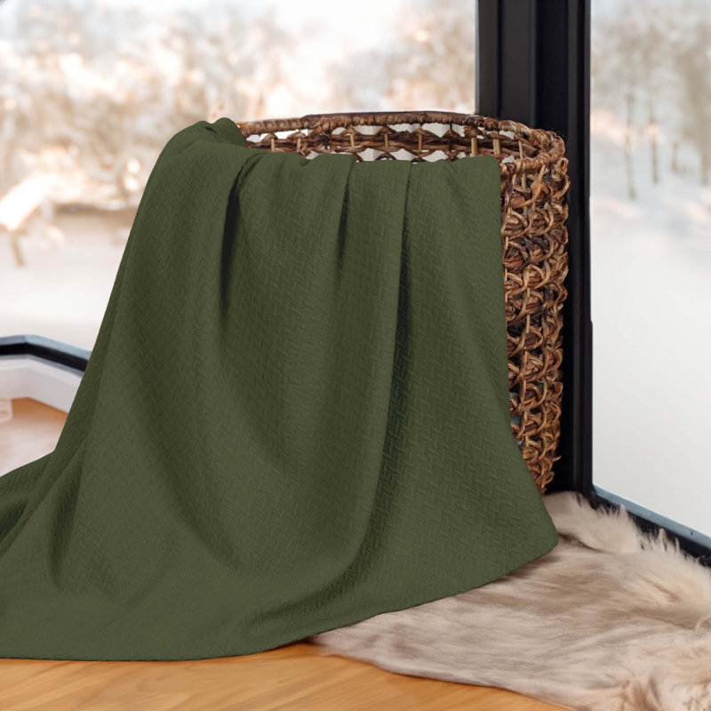 Jeté en jacquard texturé Nobel, Vert forêt, Double/grand