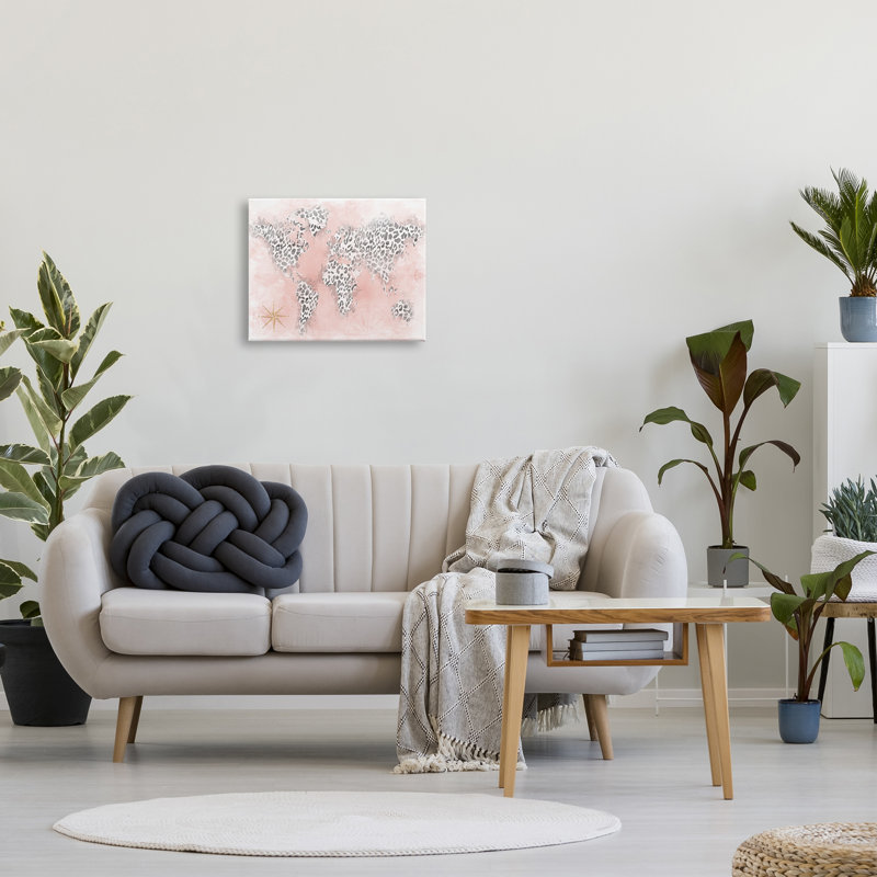 Glam Cheetah Animal Continent Shapes Map par Natalie Carpentieri - impression, Toile tendue, H 16 po x l 20 po x P 1,5 po