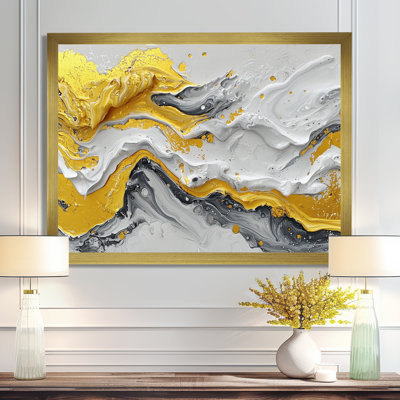 Jaune et gris abstrait Grove Harmony I - Art abstrait de suprématisme