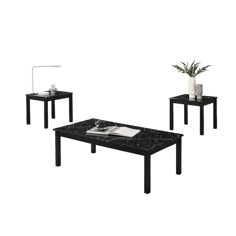 Contemporary Style 3Pc Table Set, Black