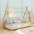 House Bed With LED Light,  Guardrails And Removable Roof-426283089-426283088