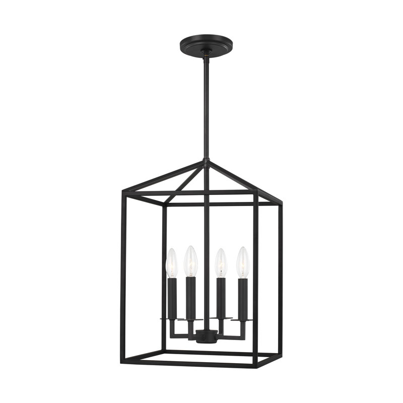 Lustre rectangulaire à 4 lumières Ellis, H 18,5 po x l 12,25 po x P 12,25 po, Non, Nuit noire