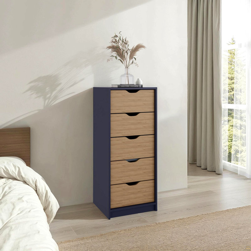 Commode haute 5 tiroirs Basilea, système coulissant