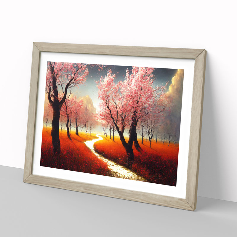 Dazzling Spring Forest 1 Piece Single Picture Frame Wall Art, 25cm H x 34cm W x 2cm D, Oak