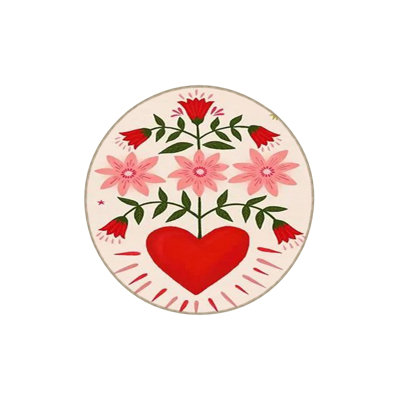 Tapis intérieur / extérieur rose mélangé à motif floral lavable